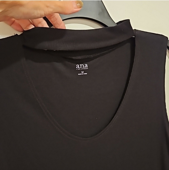 A.N.A. black soft ribbed loose fit tank top with deep neck banded neckline - Picture 2 of 4